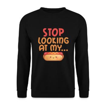 Hotdog Liebhaber Hot Dogs Geschenke - Unisex Pullover - Schwarz - Vorne - Alina (178cm) & Michal (187cm)