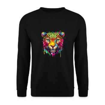 Éclaboussure de peinture arc-en-ciel léopard guépard jaguar - Sweat-shirt Unisexe - noir - Devant - Alina (178cm) & Michal (187cm)
