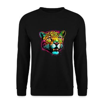 Rainbow Color Splash Leopard Par Jaguar - Sweat-shirt Unisexe - noir - Devant - Alina (178cm) & Michal (187cm)