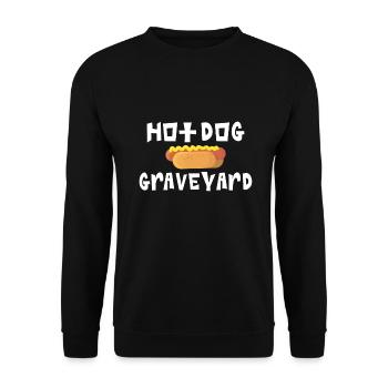 Hotdog Liebhaber Hot Dogs Geschenke - Unisex Pullover - Schwarz - Vorne - Alina (178cm) & Michal (187cm)