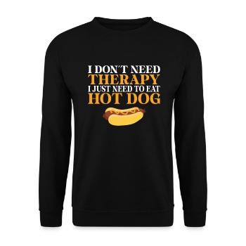 Hotdog Liebhaber Hot Dogs Geschenke - Unisex Pullover - Schwarz - Vorne - Alina (178cm) & Michal (187cm)