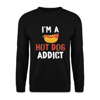 Hotdog Liebhaber Hot Dogs Geschenke - Unisex Pullover - Schwarz - Vorne - Alina (178cm) & Michal (187cm)