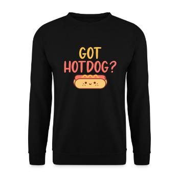Hotdog Liebhaber Hot Dogs Geschenke - Unisex Pullover - Schwarz - Vorne - Alina (178cm) & Michal (187cm)