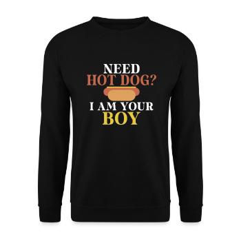 Hotdog Liebhaber Hot Dogs Geschenke - Unisex Pullover - Schwarz - Vorne - Alina (178cm) & Michal (187cm)