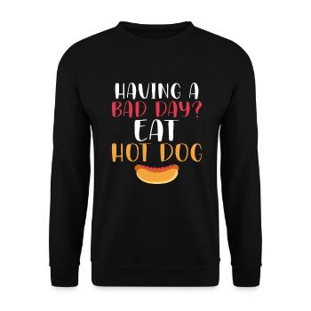 Hotdog Liebhaber Hot Dogs Geschenke - Unisex Pullover - Schwarz - Vorne - Alina (178cm) & Michal (187cm)
