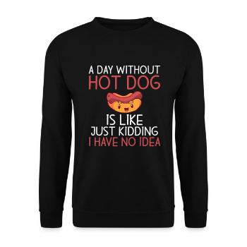 Hotdog Liebhaber Hot Dogs Geschenke - Unisex Pullover - Schwarz - Vorne - Alina (178cm) & Michal (187cm)