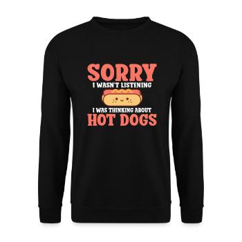 Hotdog Liebhaber Hot Dogs Geschenke - Unisex Pullover - Schwarz - Vorne - Alina (178cm) & Michal (187cm)