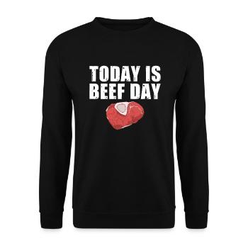 BBQ Grill Rindfleisch Liebhaber Geschenke - Unisex Pullover - Schwarz - Vorne - Alina (178cm) & Michal (187cm)