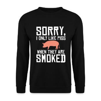 BBQ Grill Rindfleisch Liebhaber Geschenke - Unisex Pullover - Schwarz - Vorne - Alina (178cm) & Michal (187cm)