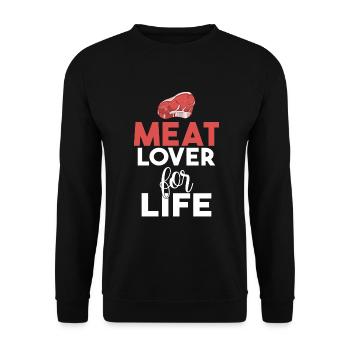 BBQ Grill Rindfleisch Liebhaber Geschenke - Unisex Pullover - Schwarz - Vorne - Alina (178cm) & Michal (187cm)