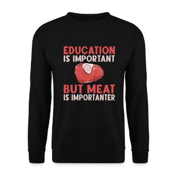 BBQ Grill Rindfleisch Liebhaber Geschenke - Unisex Pullover - Schwarz - Vorne - Alina (178cm) & Michal (187cm)