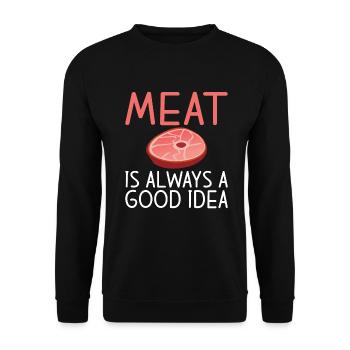 BBQ Grill Rindfleisch Liebhaber Geschenke - Unisex Pullover - Schwarz - Vorne - Alina (178cm) & Michal (187cm)