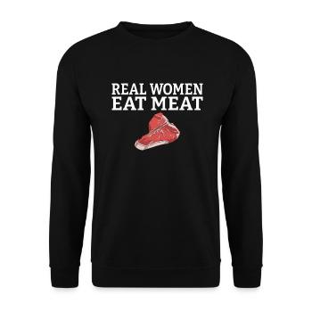 BBQ Grill Rindfleisch Liebhaber Geschenke - Unisex Pullover - Schwarz - Vorne - Alina (178cm) & Michal (187cm)
