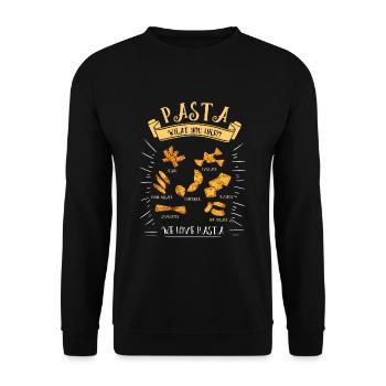 Pasta Nudeln Italien Geschenk - Unisex Pullover - Schwarz - Vorne - Alina (178cm) & Michal (187cm)