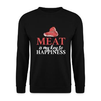 BBQ Grill Rindfleisch Liebhaber Geschenke - Unisex Pullover - Schwarz - Vorne - Alina (178cm) & Michal (187cm)
