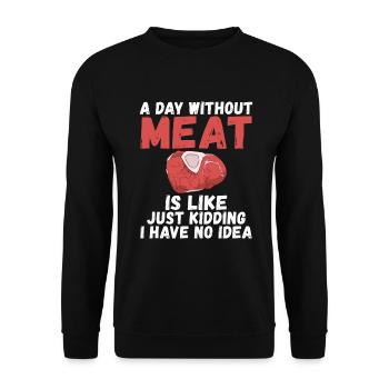 BBQ Grill Rindfleisch Liebhaber Geschenke - Unisex Pullover - Schwarz - Vorne - Alina (178cm) & Michal (187cm)