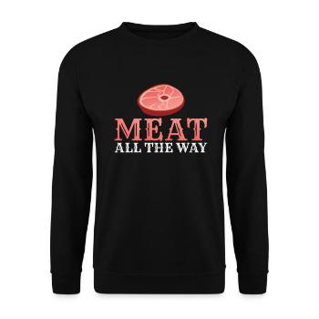 BBQ Grill Rindfleisch Liebhaber Geschenke - Unisex Pullover - Schwarz - Vorne - Alina (178cm) & Michal (187cm)