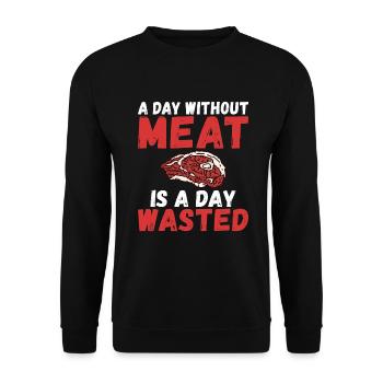 BBQ Grill Rindfleisch Liebhaber Geschenke - Unisex Pullover - Schwarz - Vorne - Alina (178cm) & Michal (187cm)