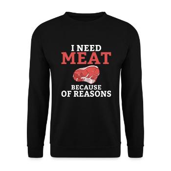 BBQ Grill Rindfleisch Liebhaber Geschenke - Unisex Pullover - Schwarz - Vorne - Alina (178cm) & Michal (187cm)