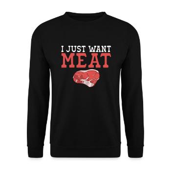 BBQ Grill Rindfleisch Liebhaber Geschenke - Unisex Pullover - Schwarz - Vorne - Alina (178cm) & Michal (187cm)