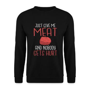 BBQ Grill Rindfleisch Liebhaber Geschenke - Unisex Pullover - Schwarz - Vorne - Alina (178cm) & Michal (187cm)