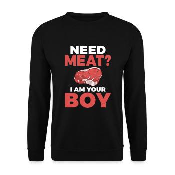 BBQ Grill Rindfleisch Liebhaber Geschenke - Unisex Pullover - Schwarz - Vorne - Alina (178cm) & Michal (187cm)