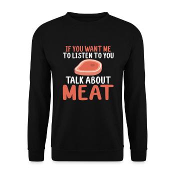 BBQ Grill Rindfleisch Liebhaber Geschenke - Unisex Pullover - Schwarz - Vorne - Alina (178cm) & Michal (187cm)