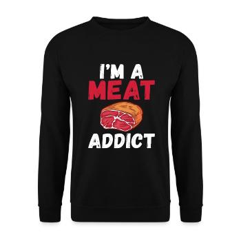 BBQ Grill Rindfleisch Liebhaber Geschenke - Unisex Pullover - Schwarz - Vorne - Alina (178cm) & Michal (187cm)