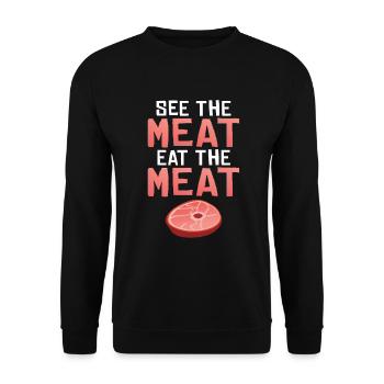 BBQ Grill Rindfleisch Liebhaber Geschenke - Unisex Pullover - Schwarz - Vorne - Alina (178cm) & Michal (187cm)