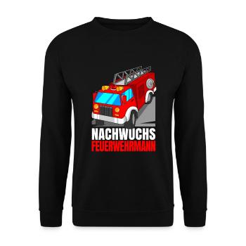 Young firefighter fire brigade fire engine - Unisex Sweatshirt - black - Front - Alina (178cm) & Michal (187cm)