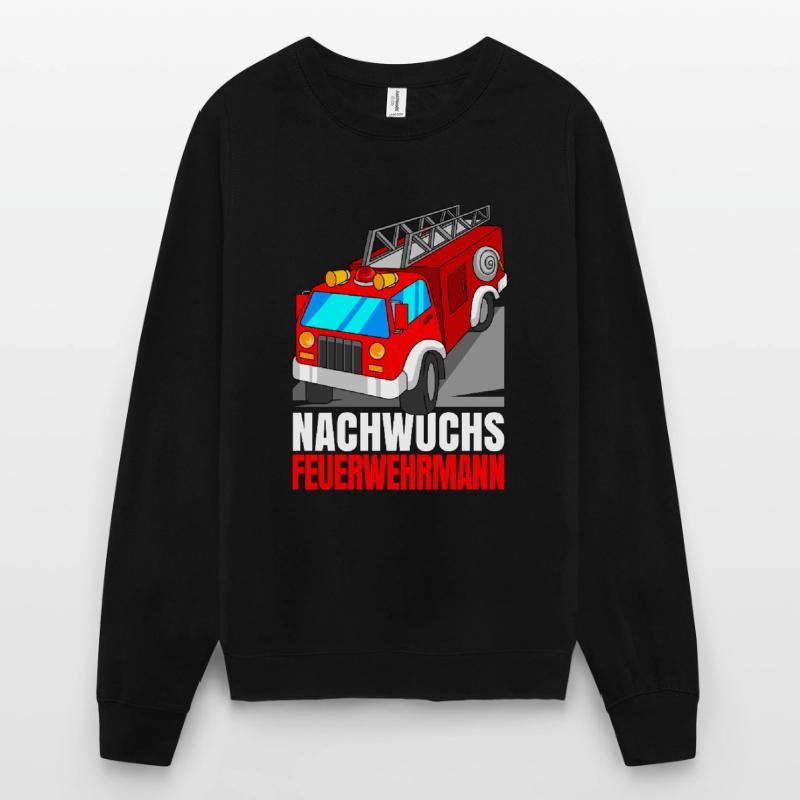 Young firefighter fire brigade fire engine Unisex Sweatshirt