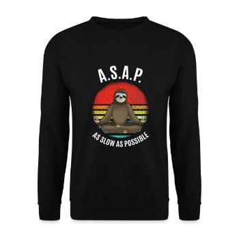 A.S.A.P. As Slow As Possible Faultier Yoga - Unisex Pullover - Schwarz - Vorne - Alina (178cm) & Michal (187cm)