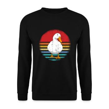 Retro Vintage Duck - Duck Lovers - Unisex Sweatshirt - black - Front - Alina (178cm) & Michal (187cm)