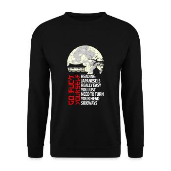 Lire le japonais est facile - dicton japonais - Sweat-shirt Unisexe - noir - Devant - Alina (178cm) & Michal (187cm)