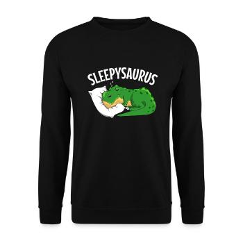 Sleepysaurus Dinosaur Pajamas Pajamas - Unisex Sweatshirt - black - Front - Alina (178cm) & Michal (187cm)