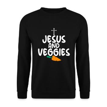 Vegetable Lover Vegetarian Gifts - Unisex Sweatshirt - black - Front - Alina (178cm) & Michal (187cm)