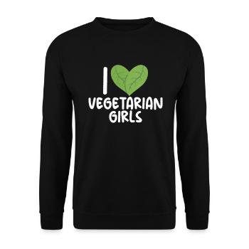 Vegetable Lover Vegetarian Gifts - Unisex Sweatshirt - black - Front - Alina (178cm) & Michal (187cm)