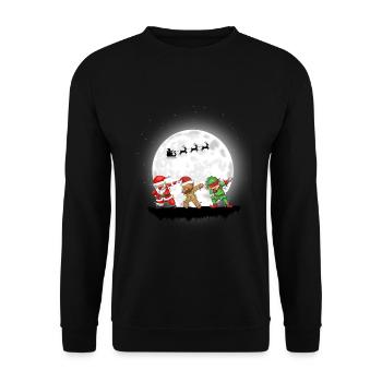 Weihnachten Mädchen Jungen Dabbing Santa Xmas - Unisex Pullover - Schwarz - Vorne - Alina (178cm) & Michal (187cm)