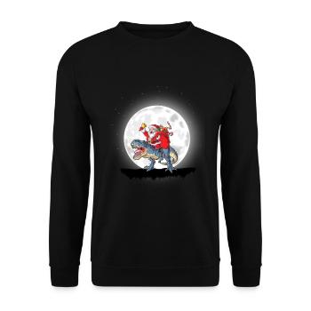 Le Père Noël chevauche des dinosaures - Sweat-shirt Unisexe - noir - Devant - Alina (178cm) & Michal (187cm)