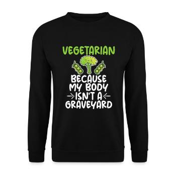 Vegetable Lover Vegetarian Gifts - Unisex Sweatshirt - black - Front - Alina (178cm) & Michal (187cm)