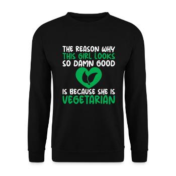 Vegetable Lover Vegetarian Gifts - Unisex Sweatshirt - black - Front - Alina (178cm) & Michal (187cm)