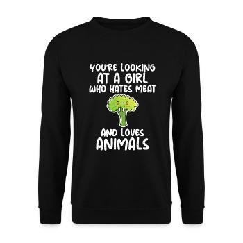 Vegetable Lover Vegetarian Gifts - Unisex Sweatshirt - black - Front - Alina (178cm) & Michal (187cm)