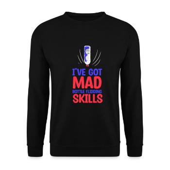Water Bottle Flipping Flaschendrehen - Unisex Pullover - Schwarz - Vorne - Alina (178cm) & Michal (187cm)