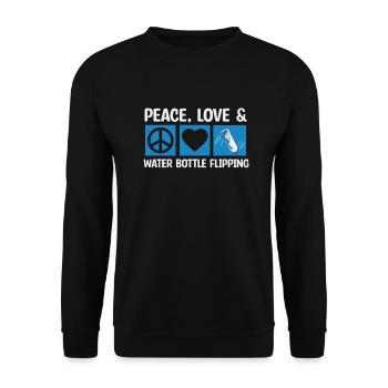 Water Bottle Flipping Flaschendrehen - Unisex Pullover - Schwarz - Vorne - Alina (178cm) & Michal (187cm)