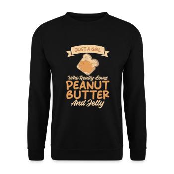 Erdnussbutter Liebhaber Geschenk - Unisex Pullover - Schwarz - Vorne - Alina (178cm) & Michal (187cm)