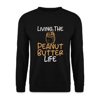 Erdnussbutter Liebhaber Geschenk - Unisex Pullover - Schwarz - Vorne - Alina (178cm) & Michal (187cm)