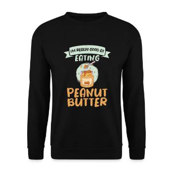 Erdnussbutter Liebhaber Geschenk - Unisex Pullover - Schwarz - Vorne - Alina (178cm) & Michal (187cm)