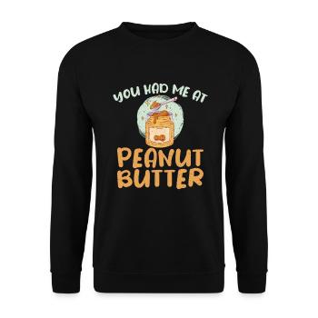 Erdnussbutter Liebhaber Geschenk - Unisex Pullover - Schwarz - Vorne - Alina (178cm) & Michal (187cm)