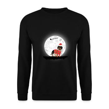 Dackel Weihnachten Geschenk - Unisex Pullover - Schwarz - Vorne - Alina (178cm) & Michal (187cm)