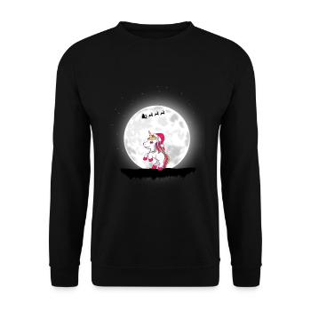 Weihnachten Mädchen Jungen Weihnachten Einhorn - Unisex Pullover - Schwarz - Vorne - Alina (178cm) & Michal (187cm)